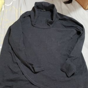 Charcoal grey cowl neck waffle knit tunic